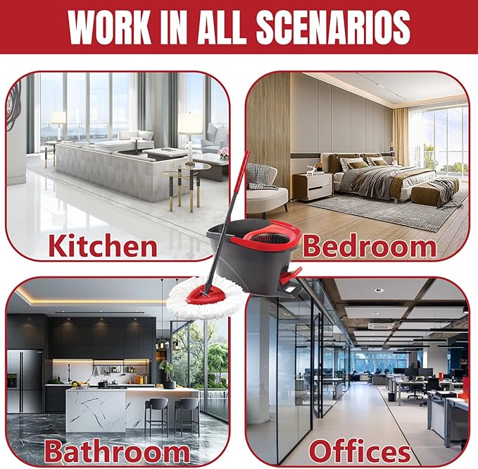 9Pcs Spin Mop Replacement Heads, White Large 360° Easy Wring Spin Mop Head 100% Microfiber Refill, Easy Cleaning Spin Mop Head, Deep Clean, Machine Washable for Easy House Cleaning Floor Mopping