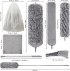 Dusters for Cleaning, 9 in 1 Kit 100” Feather Duster with Extension Pole, Retractable Bendable Washable, Cobweb Duster Chenille Gap Dust Brush Blind Duster for Cleaning High Ceiling Fans Furniture