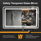 Led Mirror for Bathroom, 30x50 Bathroom Vanity Mirror for Wall with Light, IP54 Enhanced Anti-Fog, Dimmable 3 Colors, Memory Function, Backlit and Front Lit, Shatter-Proof Glass, Plug-in/Hardwired