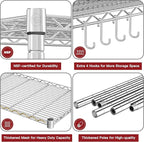 PrimeZone 3 Pack Steel Storage Wire Shelving 5 Tier Metal Shelves with Wheels,Adjustable Kitchen Utility Shelving Unit,Pantry Rack Rolling Metal Shelf Laundry,Chrome 24" Wx18 Dx75 H