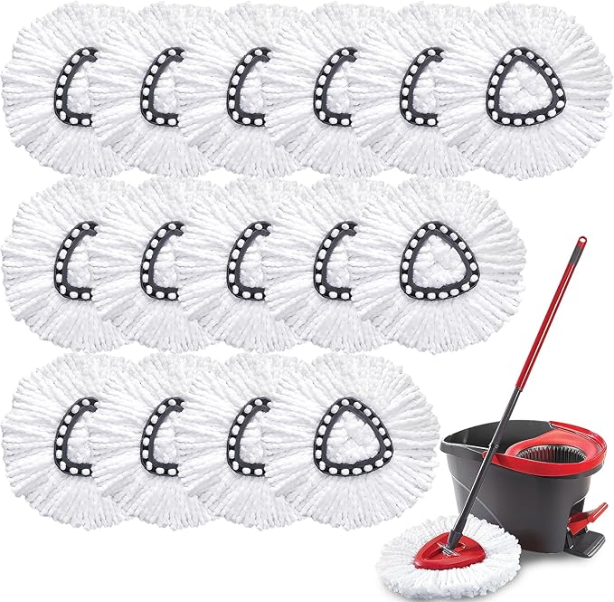 Mop Replacement Heads for O Cedar: Mop Replace Head Easy Wring Spin - Mop Heads Replacements Easy to Clean Install and Replaceable Mop Head Machine Washable (15 Pack)