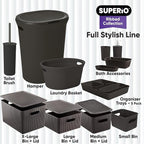 Superio Ribbed Collection - Decorative Plastic Toilet Bowl Brush and Holder Set, Brown (1 Pack) Cleaner Scrubber for Bathroom