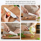 Knife Block Set, Japanese Stainless Steel Kitchen Knife Set with Built-in Sharpener, Sharp Knives with Non-slip Ergonomic Handle - Dishwasher Safe, Home Essential Gifts