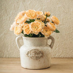 Rustic Ceramic Vase, 5.8 Inch Distressed Wide Mouth Vase with Ice Cracked Glazed, Farmhouse Vintage Flower Vases for Home Office Decor Living Room Bedroom Table Centerpiece Decorations