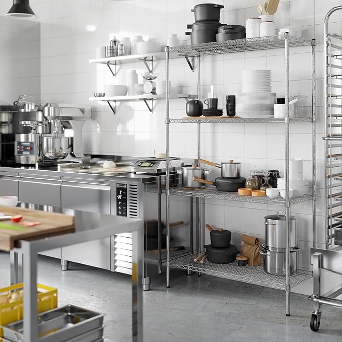 18" Deep x 42" Wide x 74" Height Wire Shelving Kit | 4-Tier | NSF Commercial Storage Rack Unit