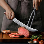 HOSHANHO Brisket Slicing Knife 12 Inch, Japanese High Carbon Steel Butcher Breaking Knife with Ergonomic Handle, Razor Sharp Curved Carving Knives for Meat, BBQ
