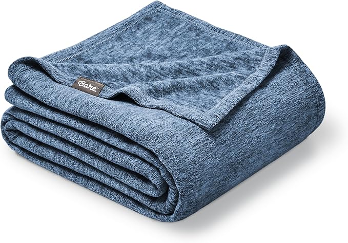 Bare Home Polar Fleece Blanket - Full/Queen - Heathered Dark Blue - Warm & Cozy - Premium Fleece - Throw for Bed, Camping, and Travel - Lightweight (Full/Queen, Heathered Dark Blue)