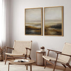 SIGNFORD Framed Canvas Print Wall Art Set Abstract Neutral Landscape Modern Beige and Brown Illustration Modern Art Decorative Nordic Nature for Living Room, Bedroom, Office - 16"x24"x2 Natural