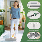 Walensee Carpet Rake for Pet Hair Removal, 61" Carpet Hair Cleaning Tool with Adjustable Long Handle, 2-in-1 Rubber Broom and Nylon Carpet Brush for Fur Rug, Stairs and Mats - Washable, Durable