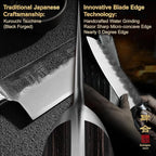 7 Inch Santoku Knife, Black Forged Japanese Chef Knife with AUS-8 Alloy Steel, Japanese Santoku Knife with Full Tang Pakkawood Handle, Christmas Gift with Premium Box (7 Inch Santoku Knife)