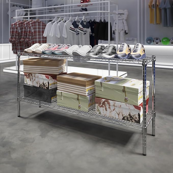 14" Deep x 54" Wide x 27" Height Wire Shelving Kit | 2-Tier | NSF Commercial Storage Rack Unit