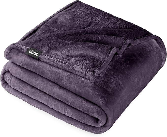 Bare Home Fleece Blanket - King Size - Ultra-Soft Lightweight for Bed, Sofa, and Couch - Luxury Microplush - Cozy Warm Blanket (King, Eggplant)
