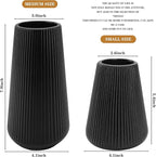 Black Ceramic Vase, GUKJOB Small Cute Flower Vase for Pampas Grass, Home, Living Room, Dining Table, Farmhouse, Office Decor, Bedroom, Table, and Kitchen Shelf (Black - 2Pcs)