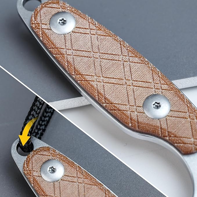 Kizer Muskrat Fixed Blade Knife, 3.15 In 154CM Neck Knife Argyle Pattern Micarta Handle Fixed Blade EDC Knives for Men Women, Outdoor Hunting Hiking Survival Camping Knives 1064C1