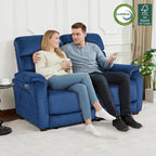 MCombo Zero Wall Recliner Loveseat, Power Recliner Loveseat with Adjustable Headrest, USB A & C Charge Ports, Wood Legs, for Living Room, RVs, Small Spaces (Fabric, ST258M1, Navy Blue)