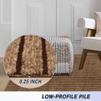 Custom Size Backed Non-Slip Area Rugs Runner, Easy Clean, Waterproof Runner Rugs for Hallway Entryway, Kitchen, Laundry, 2FT x 44FT, Brown Stripe