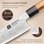 XINZUO 7.3 Inch Santoku Knife, Hand Forged 67 Layers Damascus Super Steel Chef Knife, Japanese Chopping Knife Ultra Sharp, Professional Kitchen Knife with Olive Wood Octagonal Handle