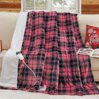 Pink Heated Blanket Electric Full Size,72X84 Heating Blanket with 10 Heats Levels&8 Hours Auto Off&Timer,Plaid Soft Sherpa Pink Blankets Warmer Gift for Grandma Women Adult,Fast Heating Washable,ETL