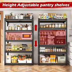 REIBII Storage Shelves 5 Tier Garage Shelving Heavy Duty Metal Shelving 2020LBS Adjustable Metal Shelf 59.8" H Pantry Shelf for Garage Pantry Closet Kitchen Basement 28" W x 12" D x 59.8" H, 2 Pack