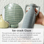 Ceramic Vase Set of 3 with Handles - Farmhouse Vase Set for Modern Decoration, Rustic Crackle Round Vases for Home Decor, Dining Table, Living Room, Kitchen, Office, Shelf - Multicolor