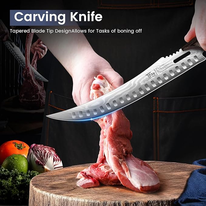 Butcher Knife Set, 3 PCS Kitchen Knives Set for Cutting, Meat Cleaver Chef Knife Set, Japanese Style High Carbon Steel Knives Set, Chopping & Slicing & Boning for Home and BBQ, Gift for Men