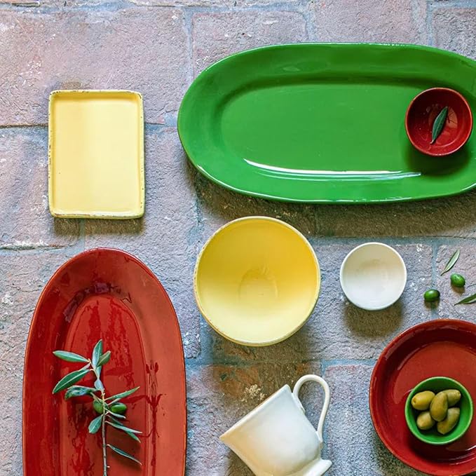 Vietri Cucina Fresca Rectangular Tray Handcrafted Terra Cotta Serving Platter Dining and Entertaining - 6 Inch Paprika