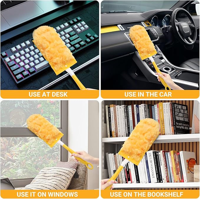 360° Heavy Duty Duster Refills for Swiffer Duster, 40 Count Duster Refills with 1 Handle, Multisurface Dusters, Disposable Dusters for Cleaning (Yellow)