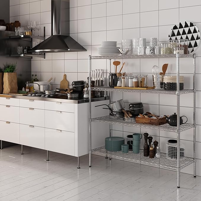 18" Deep x 48" Wide x 54" Height Wire Shelving Kit | 4-Tier | NSF Commercial Storage Rack Unit