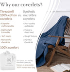 Threadmill Luxury Cotton Blankets for King Size Bed | All-Season Cozy 100% Cotton King Size Blanket | Aster Soft & Lightweight Coverlet fits California King Size Bed, 104x92 | Folkstone Blue