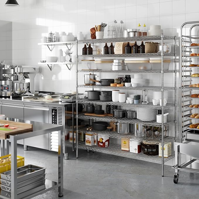 18" Deep x 60" Wide x 74" Height Wire Shelving Kit | 8-Tier | NSF Commercial Storage Rack Unit