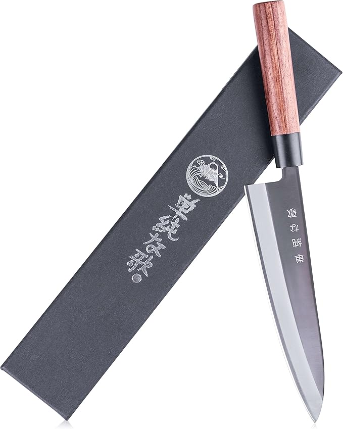Traditional Japanese Professional Gyuto Kitchen Chefs Knife – Premium 8-inch High Carbon Stainless Steel Gyuto Sushi Knife with High Corrosion Resistance in a Single Bevel Chisel Edge Grind