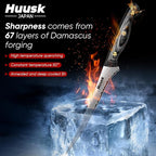 Huusk Damascus Fish Fillet Knife - 7 inch Flexible boning knife with VG10 Core, Kitchen Slicing Knife with Full Tang Handle, Birthday Dad Mom Gift
