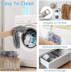 Microfiber Feather Duster with Extension Pole 30 to 100 inches, Reusable,Bendable, Washable Dusters for Cleaning Ceiling Fan, High Ceiling, Blinds, Furniture & Cars, 12PCS