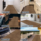 Custom Size Backed Non-Slip Area Rugs Runner, Easy Clean, Waterproof Runner Rugs for Hallway Entryway, Kitchen, Laundry, 4FT x 26FT, Brown Stripe