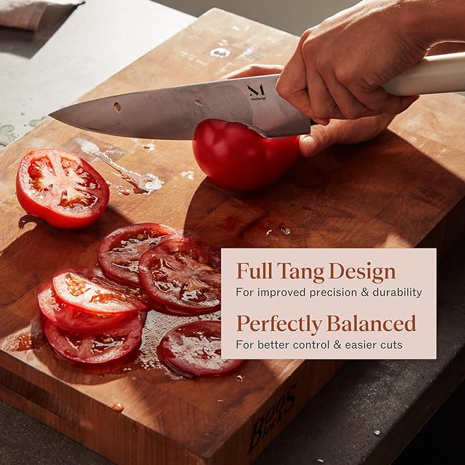 Material, Knife Trio, Carbon Stainless Steel Japanese Chef's Knife for Chopping and Cutting, Razor-Sharp Strong Blade, Almost Black, Material Kitchen