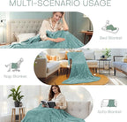 Electric Heated Blanket 50"x60" Throw Size with Cozy Flannel, 6 Heat Settings & 3 Hours Auto Off, Soft & Cozy Warming Throw for Home, Office, or Bed, Machine Washable, Bean Green