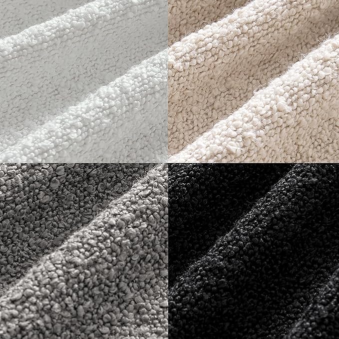 MIULEE Pack of 4 Decorative Textured Boucle Throw Pillow Covers 20x20 Inch Black White Accent Solid Pillow Cases Soft Couch Cushion Covers Modern Farmhouse Boho Chair Sofa Bed Livingroom Home Decor