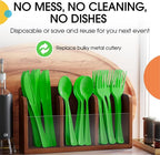 Party Solids Lime Green Plastic Silverware Heavy Duty 300 Pcs Lime Green Plastic Cutlery Sets, Utensil Sets, 100 Of Each Forks, Knives & Spoons Disposable Cutlery Set, Flatware Set For Party Supplies