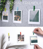 20 Pack Mini Self Adhesive Clips for Pictures - Mixed Colors Wood Clip Photo Holders for Wall, Poster Hanger, Photo Cards Hanging Display Board & Picture Boards, Artwork Photos Holders Card Room Decor