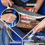 XYJ Portable Chef Knife Set Professional,Since 1986,Camping Boning Knife,Slice Butcher Knives with Leather Sheath,Finger Hole Blade,Outdoor Cooking,Full Tang (12 Inch)