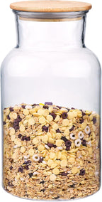 100 FL oz Unbreakable Classic Apothecary Jars with Airtight Bamboo Lids, Thickened Plastic Food Storage Containers, Kitchen Canisters for Storage Flour, Cereal, Dog Food, Cookie, Sugar, etc