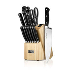 NutriChef 13-Piece Kitchen Knife Set with Wooden Block - Precision Crafted Stainless Steel Knives with Scissors & Built-In Sharpener - Lightweight, Durable, & Razor Sharp - Dishwasher Safe (NCKNS13)