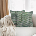 Ridhi Basil Green Block Print Cotton Canvas Throw Pillow Covers for Decorative Couch Pillows for Living Room, Chic Boho Cute Outdoor Valentine Pillows Covers Gifts 20x20 Inches