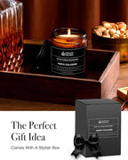 Scented Candles for Men | Men's Cologne, Amber Sandalwood Scent | Wooden Wick, Long Lasting, Masculine Scents | Natural Soy Jar Candle for Home, Bacehlor Pad Decor | The Perfect Mens Gift