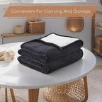 Electric Heated Blanket Full Size 72"x84" - Flannel & Sherpa Fabric Dual-Sided, 6 Heat Settings & 1-10 Hours Auto Off, Soft & Cozy Warming Throw for Home, Office, or Bed, Machine Washable, Iron Gray