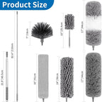 7PCS Dusters for Cleaning, Extendable Microfiber Duster with Extension Pole Up to 100'', Bendable Washable Cleaner Dusters for Cleaning Fan, High Ceiling, Blinds, Furniture, Car