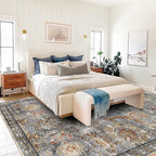 RUGSURE Washable Area Rugs - Perfect for Living Room, Bedroom, Kids Room, Nursery - Stain & Water Resistant Non-Slip, Pet & Child Friendly, Vintage Tribal Area Rugs (Turmeric and Grey, 3' x 5 ')