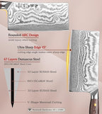 HEZHEN Meat Cleaver Knife,7 Inches, 67 Layers Damascus Steel Kitchen Knife, Professional Cleaver Knife for Meat and Vegetable Cutting, Ultra Sharp, Ergonomic Micarta Handle, Gift Packing