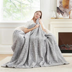 Cozy Bliss Luxury Sherpa Throw Blanket for Couch, Premium Reversible Plush Thick Throw, Warm Cozy Soft Blanket for Home and Gifts (Mottled Grey, 50" x 60")