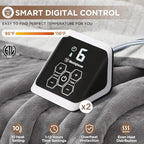 Westinghouse Heated Blanket King Size, Soft Flannel to Sherpa Electric Blanket with 10 Heating Levels, 12 Hours Auto Off, Fast Heating, Machine Washable, 100 * 90, Light Grey